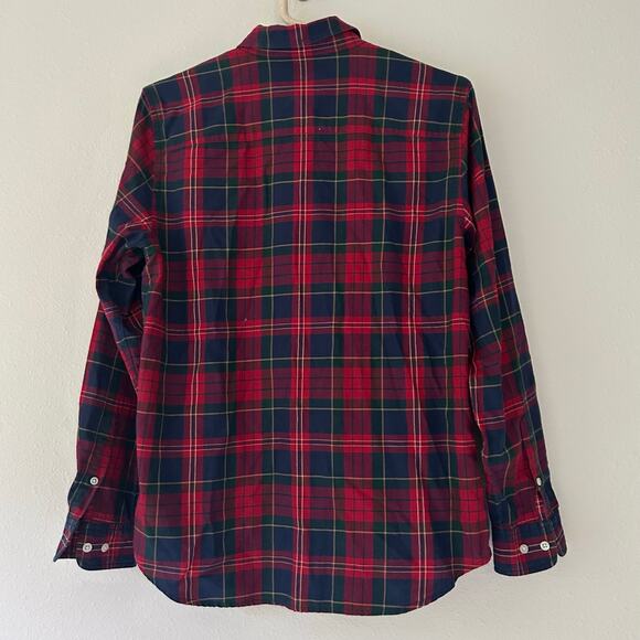 Lauren Ralph Lauren plaid button up ruffle front cotton academia preppy fall M - Picture 9 of 13